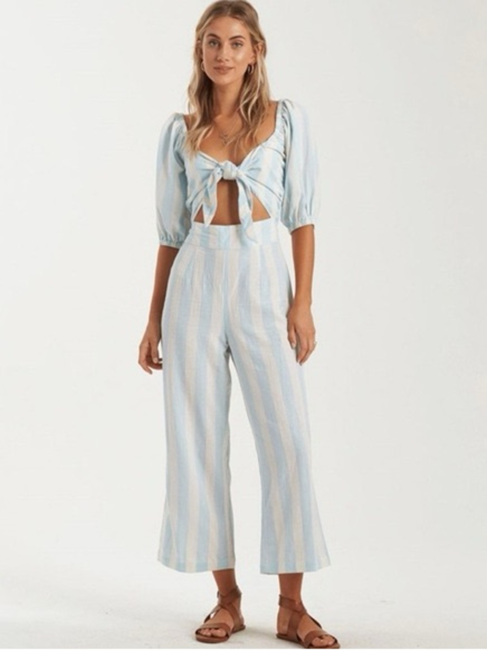 Billabong Dizzy Daze Romper Blue & White Size Small